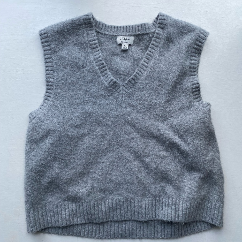 J. Crew Soft Gray V-Neck Sweater Vest